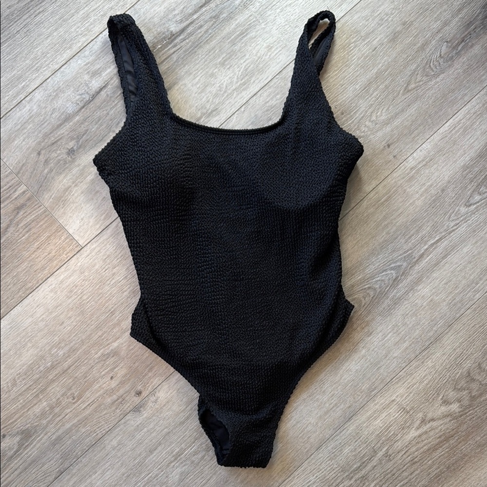 Black Textured One Piece Swimsuit maternity XL
